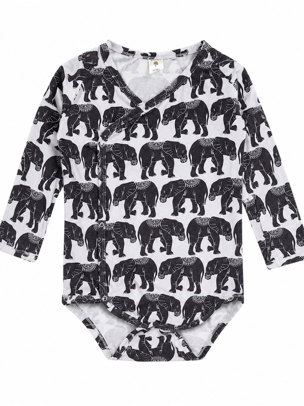 Kate Quinn Long Sleeve Kimono Bodysuit vintage elephant print